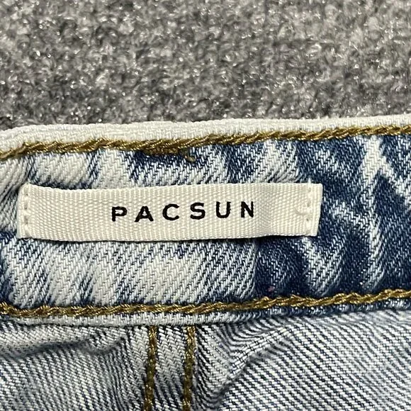 PacSun Womens 28 Mom Jeans Distressed Light Wash Daisy Embroidery - Picture 4 of 9